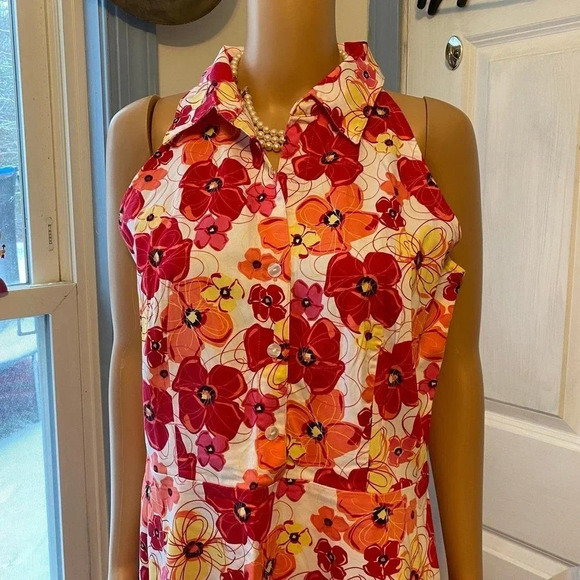 Bay Studios Cottagecore Floral Sleeveless Fit  Flare Midi Dress Women 14 Stretch - Picture 5 of 6